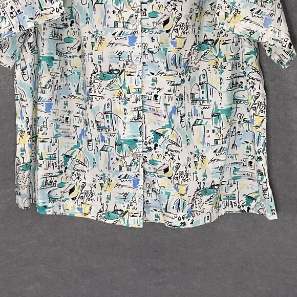 White Stag Top Womens Sz 22/24 Cotton Blend Button Up Vacation Resortwear Travel - Picture 6 of 14